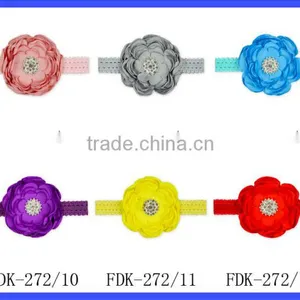 Wholesale Remake Photo Props Fabric Flashing Gray Bulk Flower With Diamond Newborn Baby Girl Elastic Strand Floral Headband thumbnail-1