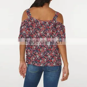 Ditsy Print Cold Shoulder Top With Tie Detailing Maternity Clothes Cheap thumbnail-2