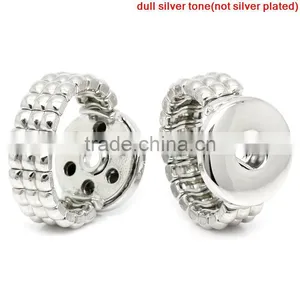 Silver Tone Adjustable Snap Click Button Rings thumbnail-1