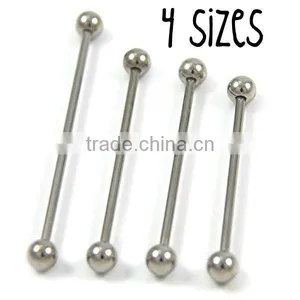 Wholesale New Hot Charm 14G 316L Surgical Stainless Steel Industrial Barbell Tongue Piercing thumbnail-1