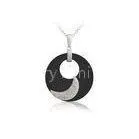 White Cubic Zirconia Black Ceramic With Silver Moon Pendant For Gift CSP0592 thumbnail-1