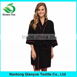 Black Short Women's Modal Robe Bride Bath Robe Wholesale thumbnail-1