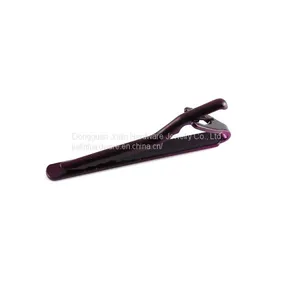 Men Tie Bar Pinch Clip Skinny Ties 2.4 Inch, Purplish Red thumbnail-4