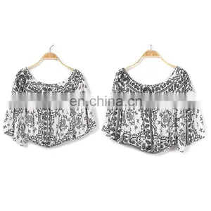 2018 Printing Flower Light Weight Wholesale Ladies Tops thumbnail-6