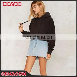 Wholesale Custom Oversized Long Sleeve Pullover Black Cropped Hoodie thumbnail-4