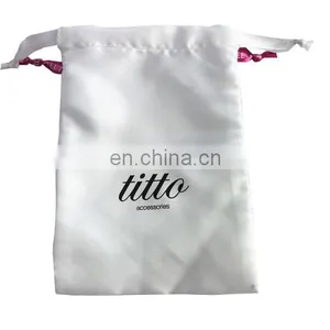 High-quality Logo Picture Print Oem Made White Satin Pouches thumbnail-1