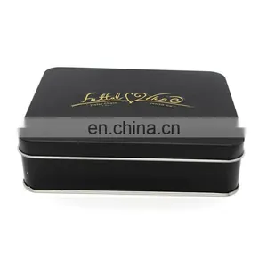 Black Colored High Glossy Varnished Chocolate Packaging Tin Box Wholesale With PET Tray thumbnail-1