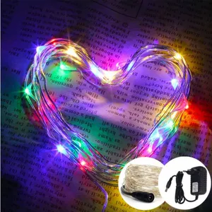 10M 33ft 100LED Copper Wire Fairy String Light With 12V 1A Power Adapter Holiday Party Wedding Christmas Decoration LED thumbnail-1