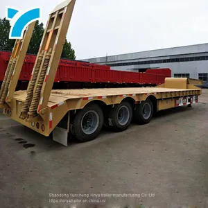 China Factory Twist Lock Gooseneck Low Platform Semi Trailer 40 Ton Low Bed Semi Trailer thumbnail-1