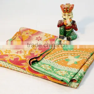 Indian Handmade Kantha Quilt Throw Vintage Cotton Bedspread Reversible Gudri Ethnic Bed Cover thumbnail-2