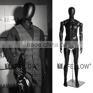 Fiberglass Egg Head Male Matt Black Movable Mannequins thumbnail-1