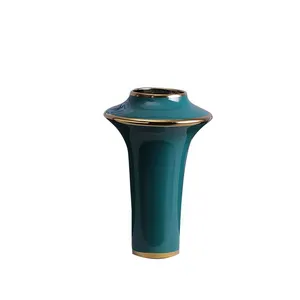 Flying Saucer Creative Three-Piece Yellow Green White Jingdezhen Gilded Ceramic Vase Hotel Decoration thumbnail-5
