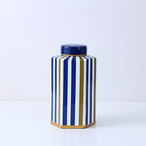 European Simple Style Blue and Brown Mixed-color Column Painting Ceramic Flower Vases For Home Decoration thumbnail-3