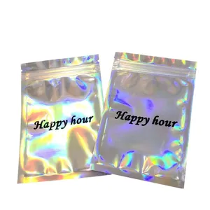 Custom Logo Printing Zipper Mylar Packaging Hologram Laser Holographic Stand Up Zip Pouch Bag Heat Seal Foil Candy Bags thumbnail-3