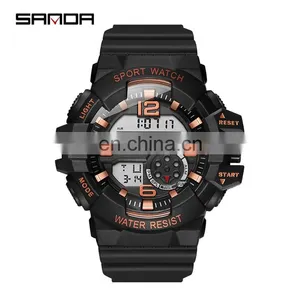 SANDA 387 Latest Waterproof Silicone Bracelet Sport Wrist Watches Digital Military Watch thumbnail-5