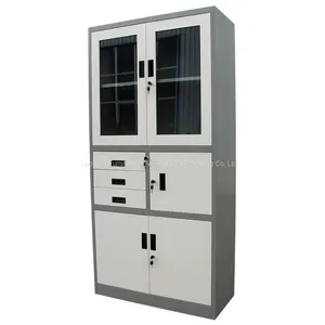Home Office Metal File Cabinet Steel Cupboard With 3 Drawers And Safe Vault for Office School thumbnail-1