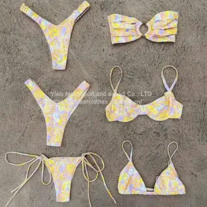 Two Piece Printed High Quality Ladies Swimwear Flex Fit Big Size Bathing Suits for Women Sexy Bikini Set thumbnail-4