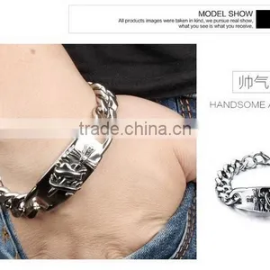 Antic Unique Titanium Sterling Steel Man Bracelets Handmade Heavy 316L Steel Design Bangles thumbnail-1
