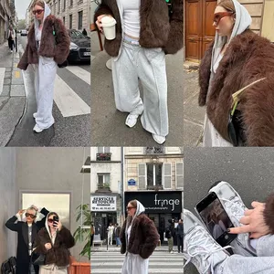 2025 Women's Fashionable Solid Color Lapel Faux Fur Jacket for Elegant Winter Outfits thumbnail-4