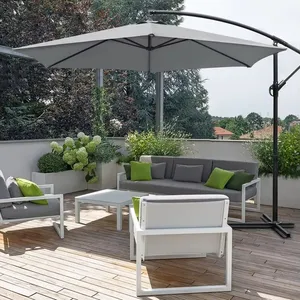 Eco Cantilever Hanging Garden Umbrella Portable Crank Polyester Cafe Poolside Backyard Parasol Wholesale thumbnail-1