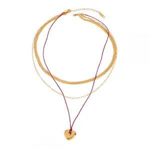 Custom Round Stainless Steel Rhinestone Charm Necklace - 18K Gold Plated Alloy Pendant thumbnail-3