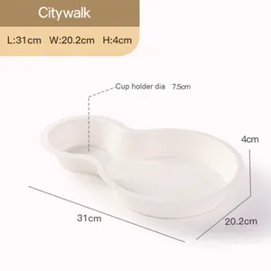 Lightweight Disposable Gourd Tray 12x5x3 Inch Fiber Molded Handheld Drink & Food Carrier Stackable Design thumbnail-4