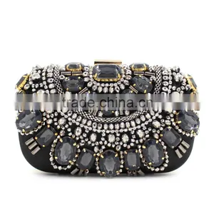 Handmade Heavy Manual Hot Sale Big Stone Ambroidered Clutch Bag thumbnail-1