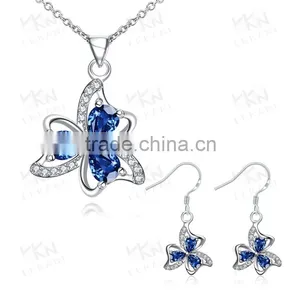 New Jewelry Plated Rhinestone Heart Wedding Necklace Set thumbnail-1