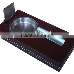 Desktop Wooden and Stainless Cigar Ashtray thumbnail-1