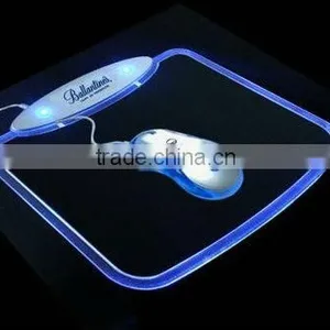 LED Blue Light Mousepad Mouse Pad Mat + 4 Ports USB HUB for PC Laptop Computer thumbnail-1