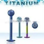 Titanium G5 Anodized 16g Labret With 3mm Jewel Ball thumbnail-1
