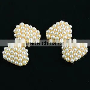 Wholesale Lovely Bow Shape Pearl Embellishment,Pearl Accessories Plated With Gold For Headband thumbnail-3