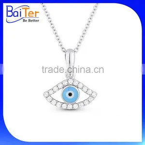 Rhodium Plated 925 Sterling Silver Cubic Zircon&Mother Of Pearl Hamsa Hand Necklace With Cz Stone thumbnail-3