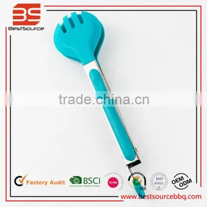 Professional Grade Stainless Steel & Silicone Flatware Tongs for Cooking, Wood Salad Bowl and Tong thumbnail-1