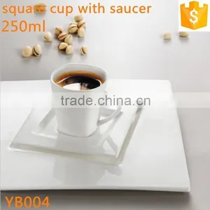 Bone China Coffee Cup With Saucer and Plates 250ml Unique Shape Ceramic Cup and Saucer thumbnail-1