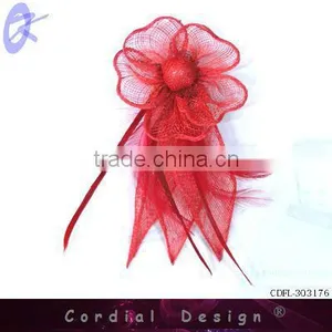 2013 2013 New Style Red Gauze Feather Flower Hair Accessory thumbnail-1