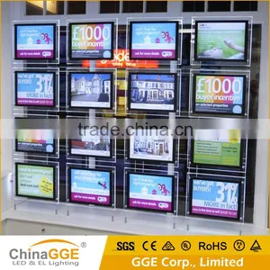 A4 Size Hanging LED Window Display Acrylic LED Light Frame Real Estate Window Display Slim Acrylic Light Box thumbnail-4