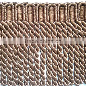 4.5 INCH LONG BROWN BULLION FRINGE TRIM thumbnail-1