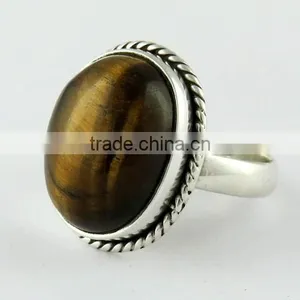 With A Positive Attitude !! Brown Tiger's Eye 925 Sterling Silver Ring, Silver Jewelry India, 925 Silver Jewelry thumbnail-3