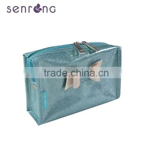 2015 Hot Promotion Blue PVC Cosmetic Bag With Butterfly ,blue PVC Make up Pouch for Wholesale thumbnail-2