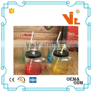 V-GB-01 Beverage Glass Bottles Clear Glass Bottles for Juice With Straw thumbnail-1