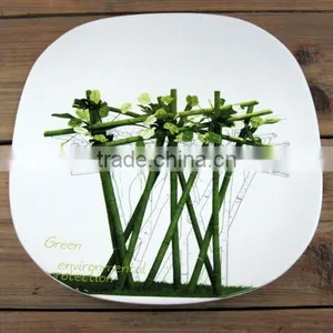 Wholesale Ceramic Material Flat Cake Plate With Green Decal thumbnail-1