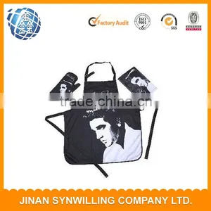 Custom Cotton Apron With Oven Mitt Glove Pot Holder Cheap Apron Set thumbnail-2