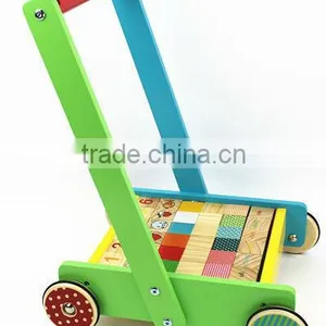 Multi Colour Wooden Baby Walker With Blocks thumbnail-1