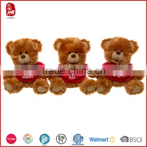 2016 Hot Sale Valentine Custom Brown Teddy Bear With Logo Shirt Plush Toy thumbnail-1