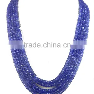 Best Price Natural Royal Blue AA Quality Tanzanite Roundel Faceted Beads, tz Beads thumbnail-1