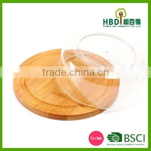 New Hot Selling Plastic Cheese Dome Cake Dome With Bamboo Base thumbnail-3