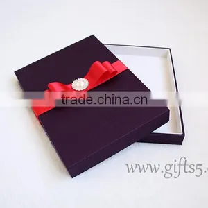 Custom Handmade Luxury Purple Wedding Gift Box for Invitations thumbnail-3