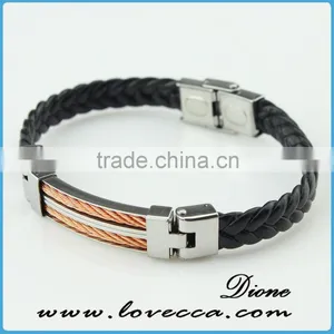 Wholesale Cheap Engraved Braided Leather Bracelet With Fashion Charm and Stainless Steel Buckle thumbnail-6