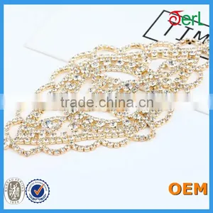 2016 Hot Sale Bling Bling Decorative Lace Rhinestone Crystal Trim for Wedding Decoration thumbnail-5
